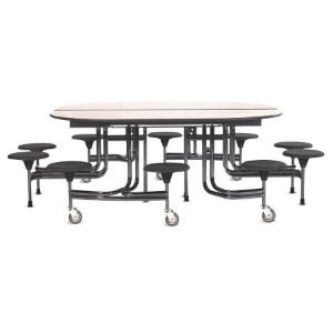 10 seat oval table, grey nebula top, chrome frame