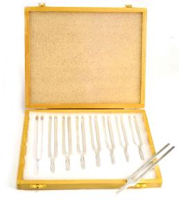 Aluminum Tuning Forks, Set of 8 in Wood Case