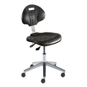 Biofit UniqueU series ergonomic chair, medium seat height range with aluminum base, casters and chrome metal finish