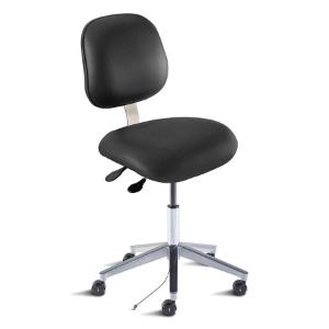 Biofit avenue series static control chair, Low seat height range with aluminum base, casters and Black Upholstery