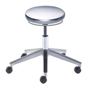 Biofit Traxx series ISO 4 cleanroom stool, Low seat height range with aluminum base and casters