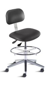 Biofit Bridgeport series ergonomic chair, high seat height range with aluminum base, adjustable footring and casters
