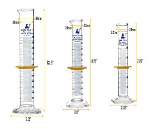 Safety pack measuring cylinder set, 50, 100, 250 ml, class A