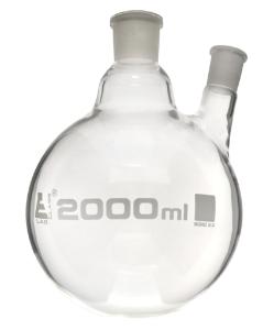 Distilling flasks with oblique neck, round bottom, interchangable joints