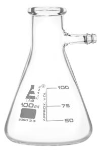 Filtering flasks with integral side arm