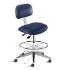 Biofit Bridgeport series static control chair, medium seat height range, adjustable footring, aluminum base and casters; grounded Navy Upholstery
