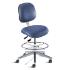 Biofit Elite series ISO 5 cleanroom static control chair, medium seat height range with adjustable footring, wide aluminum base and casters; Blue Upholstery