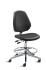 BioFit MVMT Tech Series Chair with Classic 5-Star Wide Aluminum Base, High Bench Height, Tall Backrest, Black Vinyl Upholstery, Adjustable Footring, Casters and Technical Performance Package.