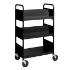 Black Cart with Two Double-Sided Sloping Shelves, One Flat-Bottom Shelf